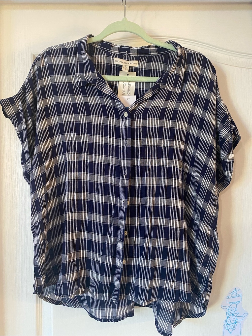 Alexander Jordan Navy & White Plaid Button-Down Shirt